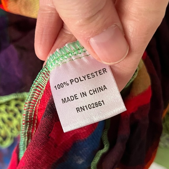 Vintage Top Women's Large Paris Hues High Low Dopamine Artsy Boho Semi-Sheer - Picture 7 of 9